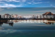 玩家必知教程!wepoker轻量版有挂吗!(透视)2024版教程(哔哩哔哩)