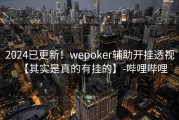 2024已更新！wepoker辅助开挂透视【其实是真的有挂的】-哔哩哔哩