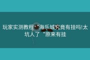 玩家实测教程“海乐城究竟有挂吗!太坑人了“原来有挂