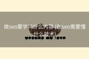 做seo要学习什么内容 (做seo需要懂什么技术)