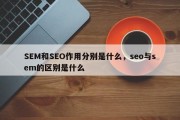 SEM和SEO作用分别是什么，seo与sem的区别是什么
