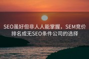 SEO虽好但非人人能掌握，SEM竞价排名成无SEO条件公司的选择