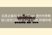 玩家必备科技!私人局wpk德州作弊教程!(透视)2024最新研发科技,哔哩哔哩
