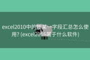 excel2010中的按某一字段汇总怎么使用? (excel2016属于什么软件)
