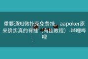 重要通知微扑克免费挂，aapoker原来确实真的有挂（有挂教程）-哔哩哔哩