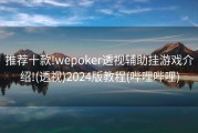 推荐十款!wepoker透视辅助挂游戏介绍!(透视)2024版教程(哔哩哔哩)