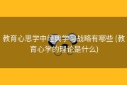 教育心思学中经典学习战略有哪些 (教育心学的理论是什么)