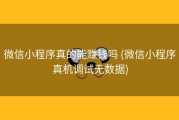 微信小程序真的能赚钱吗 (微信小程序真机调试无数据)