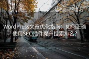 WordPress文章优化指南：如何正确使用SEO插件提升搜索排名？