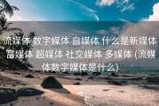 流媒体 数字媒体 自媒体 什么是新媒体 富媒体 超媒体 社交媒体 多媒体 (流媒体数字媒体是什么)
