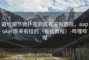 避坑细节微扑克到底有没有透视，aapoker原来有挂的（有挂教程）-哔哩哔哩