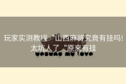 玩家实测教程“山西麻将究竟有挂吗!太坑人了“原来有挂