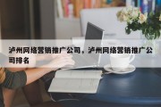 泸州网络营销推广公司，泸州网络营销推广公司排名