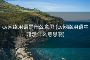 cv网络用语是什么意思 (cv网络用语中暗示什么意思啊)