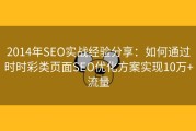 2014年SEO实战经验分享：如何通过时时彩类页面SEO优化方案实现10万+流量
