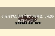 小程序界面设计的技巧有哪些 (小程序界面设计图片)