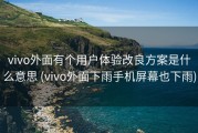 vivo外面有个用户体验改良方案是什么意思 (vivo外面下雨手机屏幕也下雨)