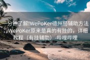 一分钟了解!WePoKer德州局辅助方法，WePoKer原来是真的有挂的，详细教程（有挂辅助）-哔哩哔哩