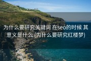 为什么要研究关键词 在seo的时候 其意义是什么 (为什么要研究红楼梦)