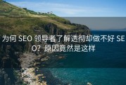 为何 SEO 领导者了解透彻却做不好 SEO？原因竟然是这样