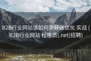 B2B行业网站该如何更好做优化 实战 (B2B行业网站 程序员(.net)招聘)