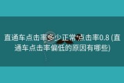 直通车点击率多少正常 点击率0.8 (直通车点击率偏低的原因有哪些)
