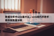 数据分析中sem是什么，sem技巧手把手教你做数据分析