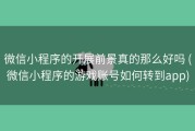 微信小程序的开展前景真的那么好吗 (微信小程序的游戏账号如何转到app)