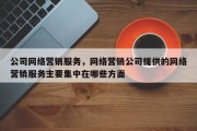 公司网络营销服务，网络营销公司提供的网络营销服务主要集中在哪些方面