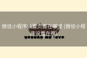 微信小程序设置页面在哪里 (微信小程序设置在哪)