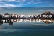 百度网站排名优化深圳推行公司哪家好 (百度网站排名升上又掉是为什么)
