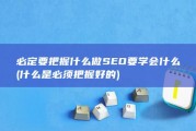 必定要把握什么 做SEO要学会什么 (什么是必须把握好的)