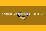 bert是什么意思翻译 (BERT是什么的缩写)