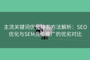 主流关键词优化排名方法解析：SEO优化与SEM竞价推广的优劣对比