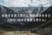 做拼多多要注意什么 新手做拼多多怎么挣钱 (做拼多多要注意什么)