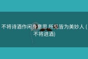 不将诗酒作闲身意思 所见皆为美妙人 (不将进酒)