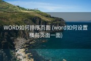 WORD如何排序页面 (word如何设置横向页面一面)