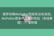 推荐攻略WePoKer到底有没有透视，WePoKer原来确实真的有挂（有挂教程）-哔哩哔哩
