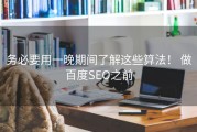 务必要用一晚期间了解这些算法！ 做百度SEO之前