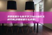 须要留意什么 新手学习SEO应该怎样开局 (须要留意什么成语)