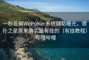 一秒答解WePoKer系统辅助曝光，德扑之星原来确实是有挂的（有挂教程）-哔哩哔哩