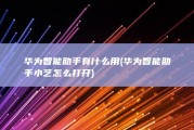 华为智能助手有什么用 (华为智能助手小艺怎么打开)