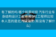 有了解的吗 哪个前景好呀 汽车行业车身结构设计工程师和CAE工程师比较 本人签的是北汽研究院 (有没有了解什么)