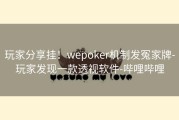 玩家分享挂！wepoker机制发冤家牌-玩家发现一款透视软件-哔哩哔哩