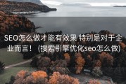 SEO怎么做才能有效果 特别是对于企业而言！ (搜索引擎优化seo怎么做)