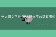 十大网文平台 (十大网文平台都有哪些)
