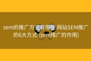 sem的推广方式有哪些 网站SEM推广的6大方式 (sem推广的作用)