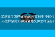 紧缩文件怎样拔出Word文档中 中的代码怎样紧缩 Devc (紧缩文件怎样保存)