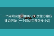 一个网站完整详细的SEO优化方案应该如何做 (一个网站完整版多少G)