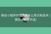 微信小程序开发须要什么常识和技术 (微信小程序开店)